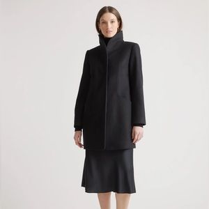 NWT Qunice Italian Wool Cocoon Coat Black Pockets Size Large